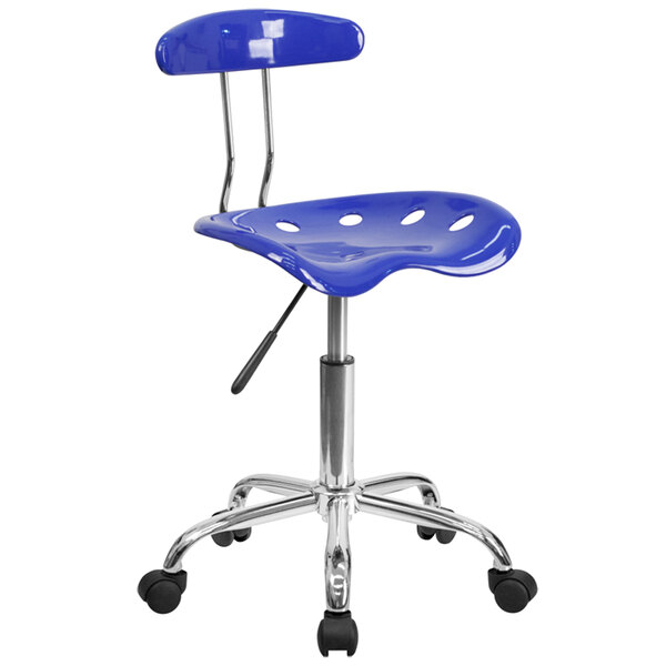 Flash Furniture LF-214-NAUTICALBLUE-GG Nautical Blue Office / Task Chair with Tractor Seat and Chrome Frame