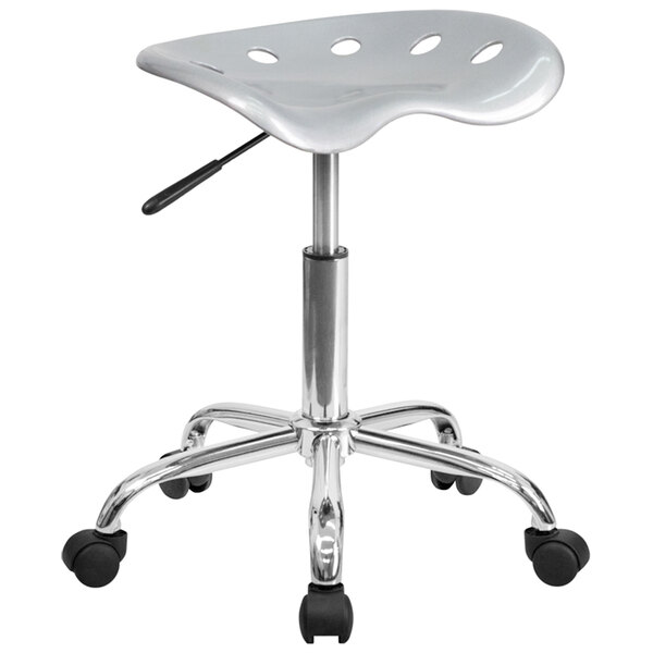 Flash Furniture LF-214A-SILVER-GG Silver Office Stool with Tractor Seat and Chrome Frame