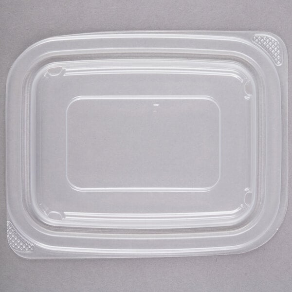 A clear rectangular Genpak plastic lid on a white background.