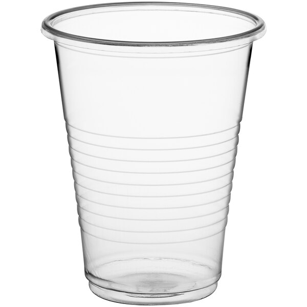 Clear Glass Takeout Cup With Lid and Straw, Ribbed Ice Coffee