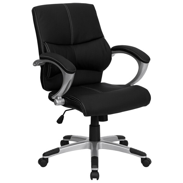 Flash Furniture H9637L2MIDGG MidBack Black Leather Contemporary Manager's Office Chair with