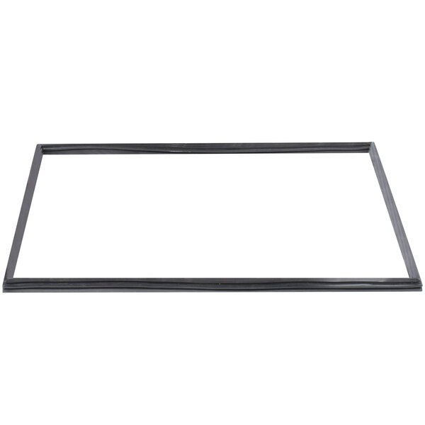 A black rectangular door gasket for an Avantco half size door with white background.