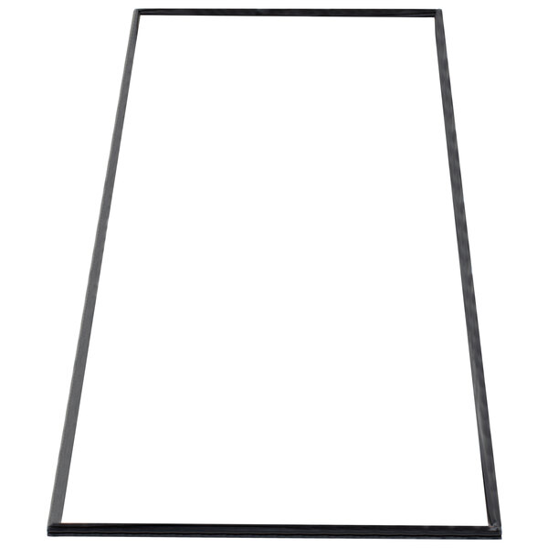 A black rectangular object with a white background.