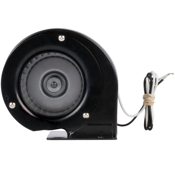 A black fan with a white cord.