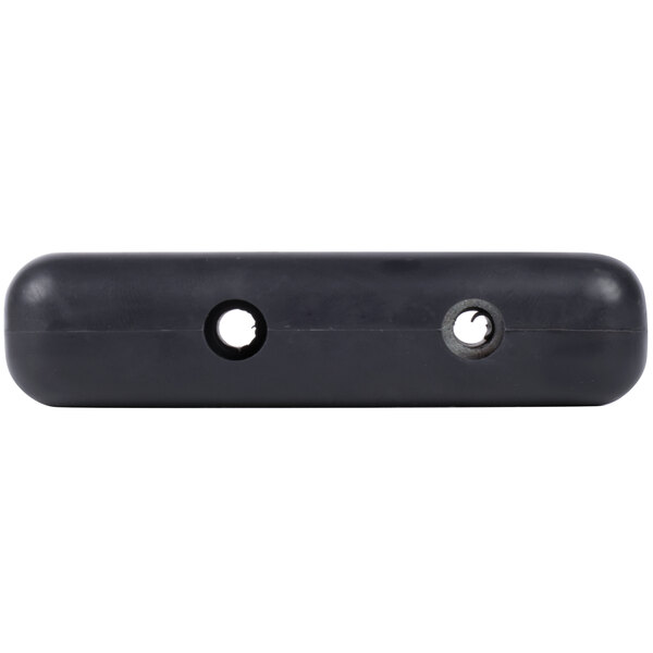 A black plastic Avantco bumper with two holes.