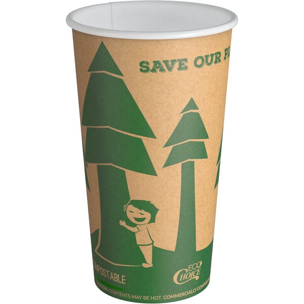 Pack of 1,000 Basics Compostable 16 oz Hot Paper Cup 