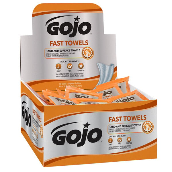 GOJO® 6280-04 Fast Towels Hand Cleaning Wipes 80 Count Display Carton -  4/Case