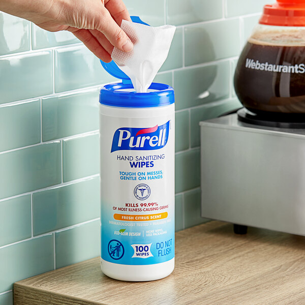 Purell® Sanitizing Wipes 100 Count Canister - 12/Case