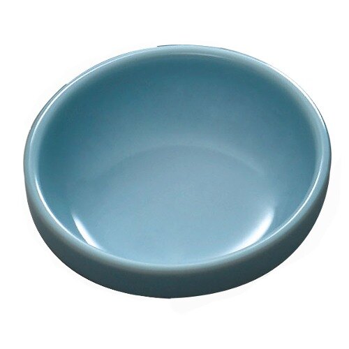 A close-up of a blue Thunder Group melamine bowl.