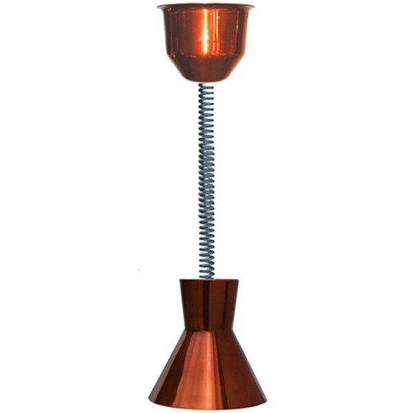 A copper Hanson Heat Lamp with a retractable cord.