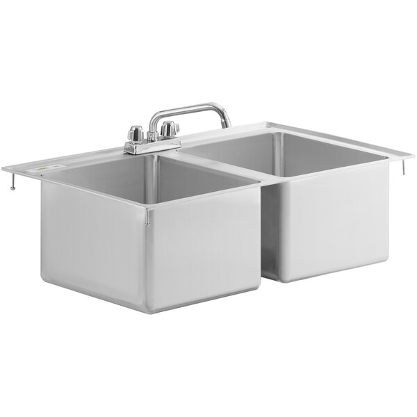 Regency 14" x 16" x 10" 16Gauge Stainless Steel Two Compartment Drop