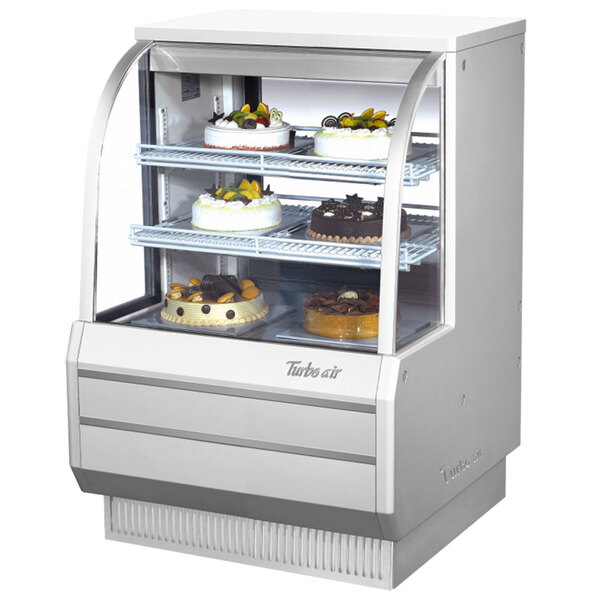 Turbo Air TCGB-36-W-N White 36" Curved Glass Refrigerated Bakery Display Case