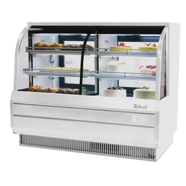 Turbo Air TCGB-60CO-W-N 60" White Curved Glass Dual Dry / Refrigerated Bakery Display Case