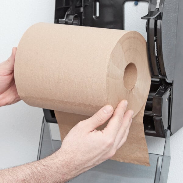 Lavex Translucent Black Lever Activated Paper Towel Dispenser with 6 Paper  Towel Rolls
