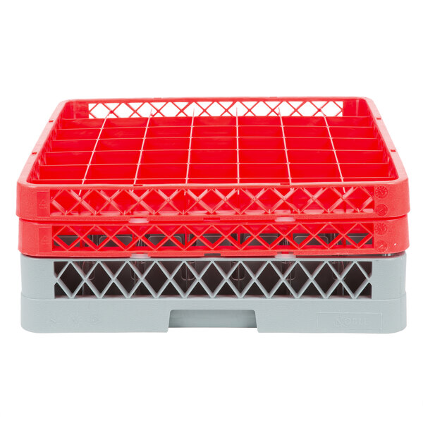 Grey Glass Rack Noble Products 49-Compartment Gray Full-Size Glass Rack with 2 Red ...