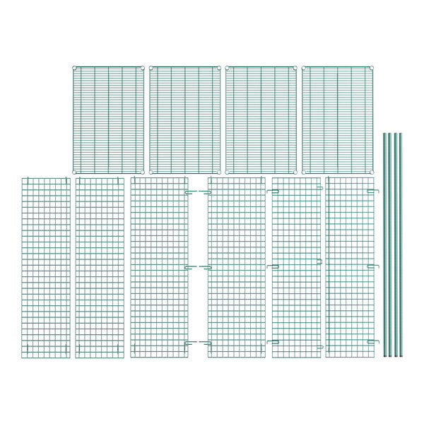 A group of wire mesh panels with a grid pattern.