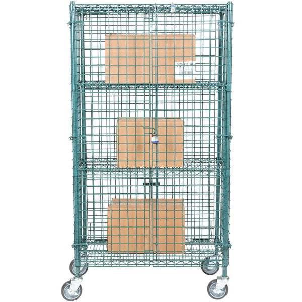 Regency NSF Mobile Green Wire Security Cage Kit - 18" x 36" x 69"