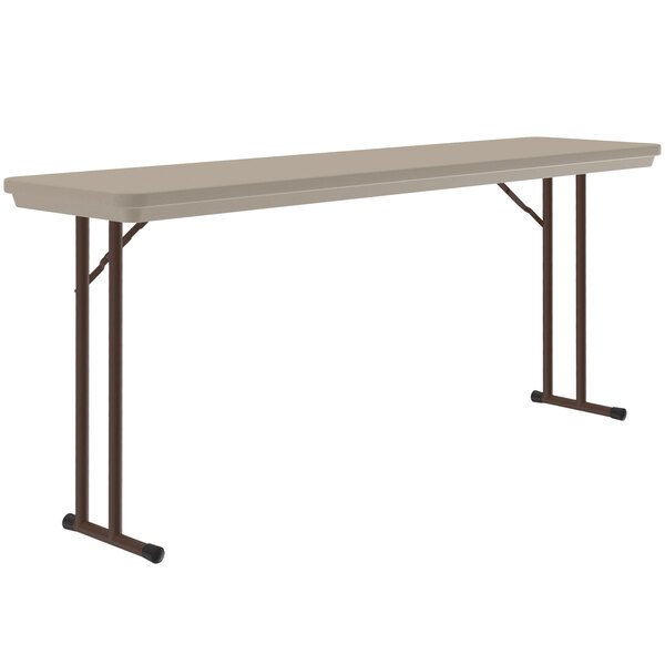 Correll 18″ x 72″ Mocha Granite Blow-Molded Plastic Heavy-Duty Seminar Folding Table