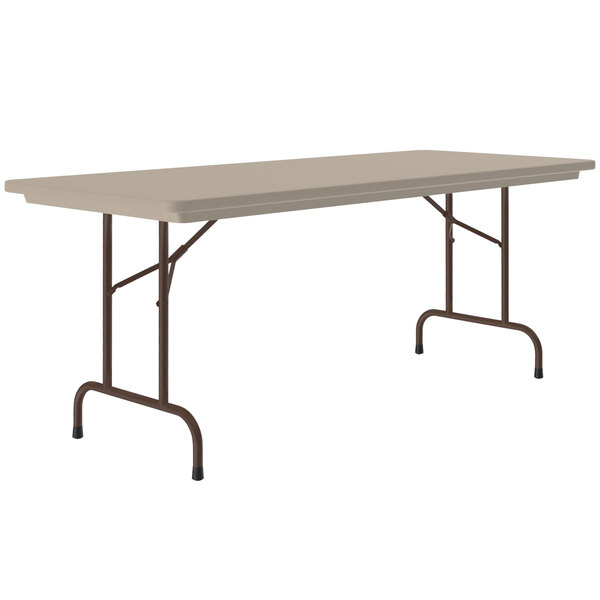 Correll Heavy-Duty Folding Table, 30" x 72" Blow-Molded Plastic, Mocha Granite