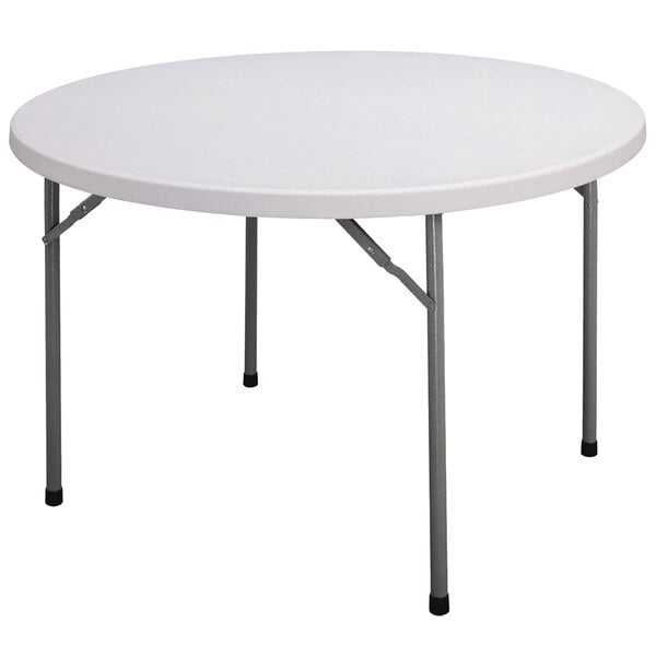 Correll Round Economy Folding Table, 48″ Blow-Molded Plastic, Gray Granite