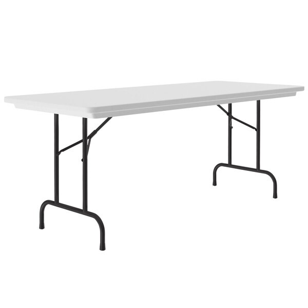Correll Heavy-Duty Folding Table, 30" x 60" Blow-Molded Plastic, Gray Granite