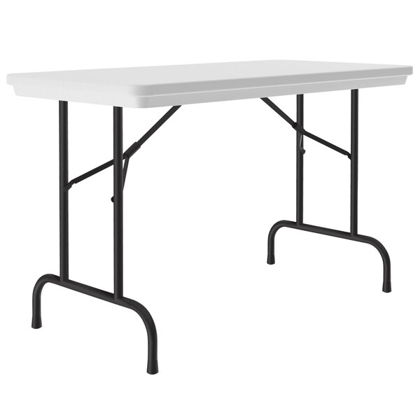 Correll Heavy-Duty Folding Table, 24″ x 48″ Blow-Molded Plastic, Gray Granite