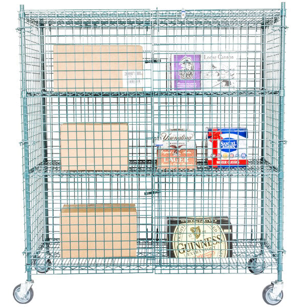 Regency NSF Mobile Green Wire Security Cage Kit -24" x 60" x 69"