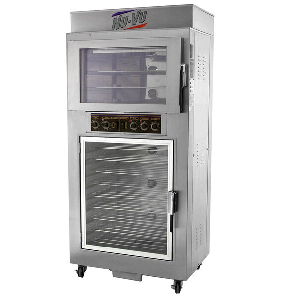 A NU-VU double deck oven proofer combo with a glass door.