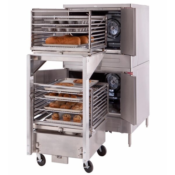 Blodgett Mark V-100 Premium Series Double Deck Roll-In Full Size Electric Convection Oven - 220/240V, 3 Phase, 22 kW