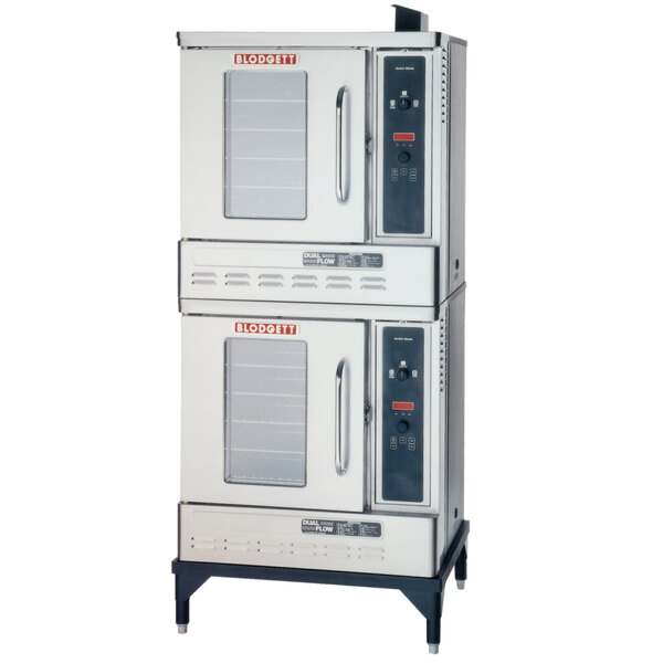 A large white Blodgett double deck convection oven with two doors.