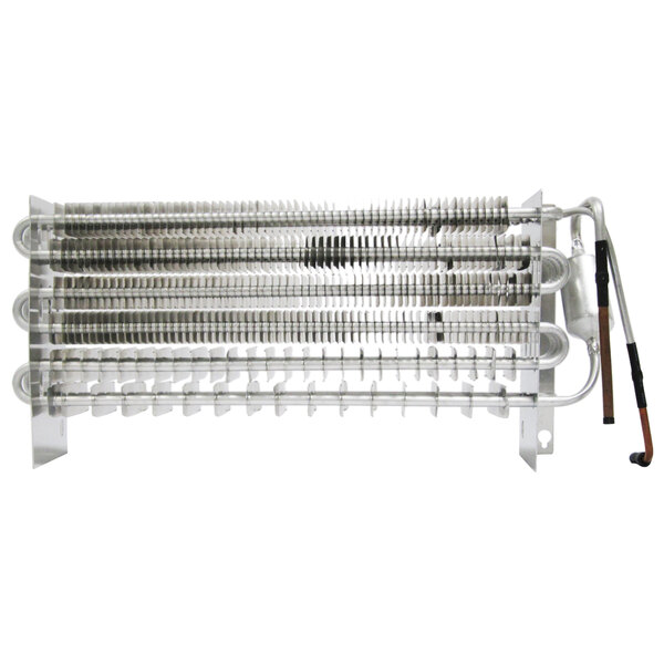 A Turbo Air evaporator coil with metal pipes and a long metal handle.
