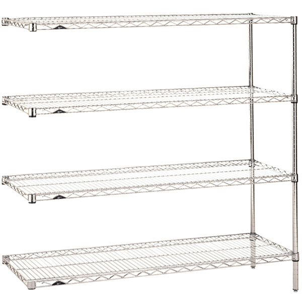 Metro AN456C Super Erecta Chrome Wire Stationary AddOn Shelving Unit 21" x 48" x 63"