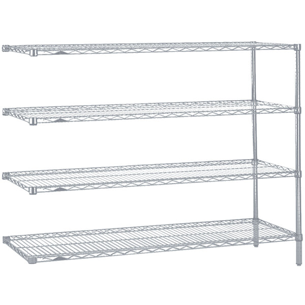 Metro AN376BR Super Erecta Brite Wire Stationary Add-On Shelving Unit - 18" x 72" x 63"