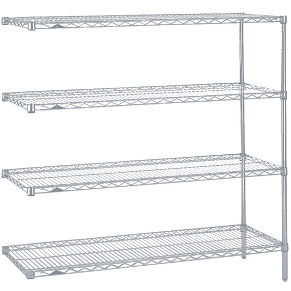 Metro AN356BR Super Erecta Brite Wire Stationary Add-On Shelving Unit - 18" x 48" x 63"