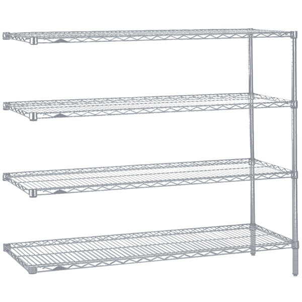 Metro AN466BR Super Erecta Brite Wire Stationary Add-On Shelving Unit - 21" x 60" x 63"