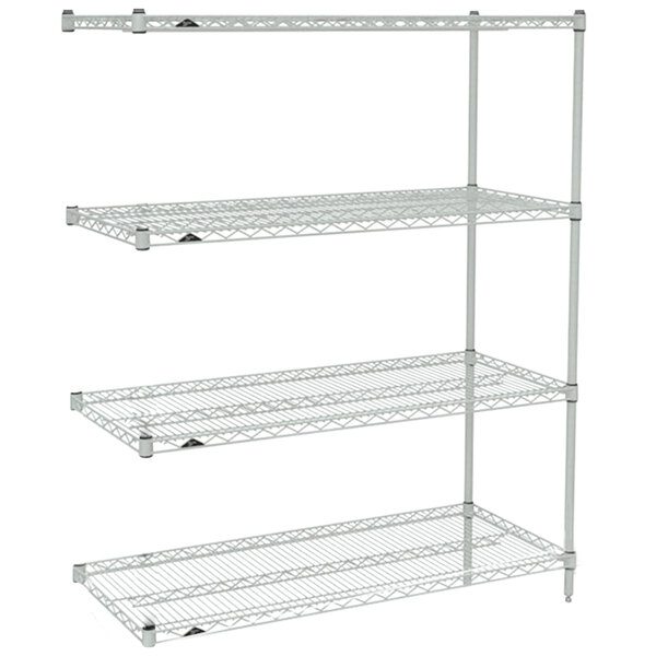 Metro AN546BR Super Erecta Brite Wire Stationary Add-On Shelving Unit - 24" x 42" x 63"