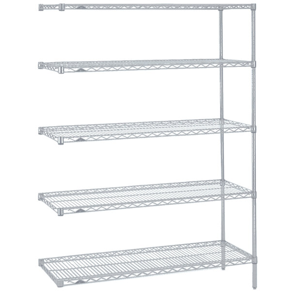Metro 5AN537BR Super Erecta Brite Wire Stationary Add-On Shelving Unit - 24" x 36" x 74"