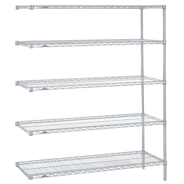 Metro 5AN457BR Super Erecta Brite Wire Stationary Add-On Shelving Unit - 21" x 48" x 74"
