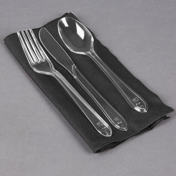 HOFFMASTER CATERWRAP Einzelservietten Mit Besteck – Weiß, 41 Cm Lang, 100 Stück, Für Catering & Events