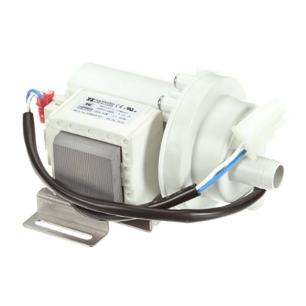 A white Hoshizaki water pump with black wires and a power cord.