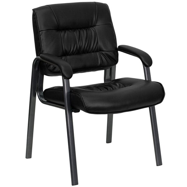 Flash Furniture BT-1404-BKGY-GG Black Leather Executive Side Chair with Titanium Frame Finish