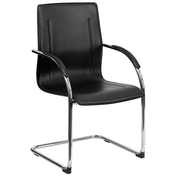 Flash Furniture BT-509-BK-GG Black Vinyl Side Chair with Chrome Sled Base
