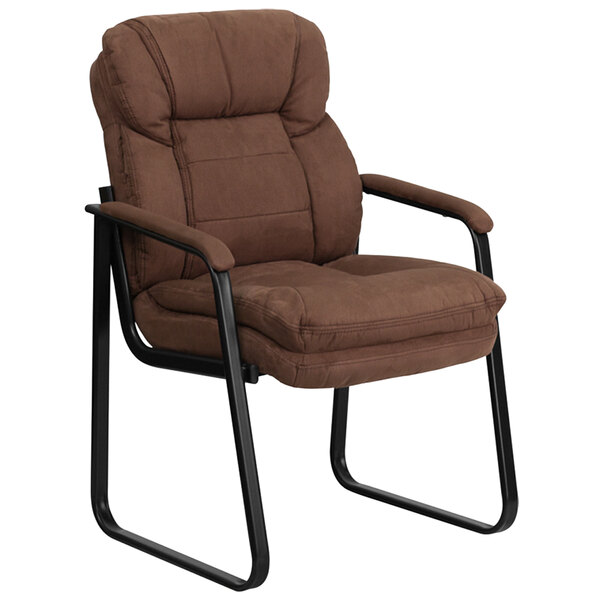 Flash Furniture GO-1156-BN-GG Brown Microfiber Executive Side Chair with Sled Base