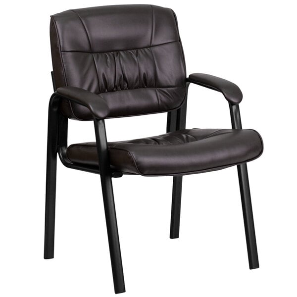 Flash Furniture BT-1404-BN-GG Brown Leather Executive Side Chair with Black Frame Finish