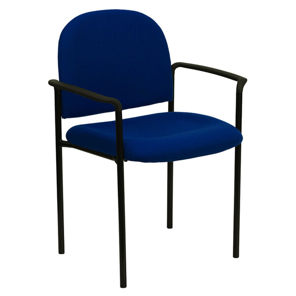 Flash Furniture BT-516-1-NVY-GG Navy Fabric Stackable Side Chair with Arms
