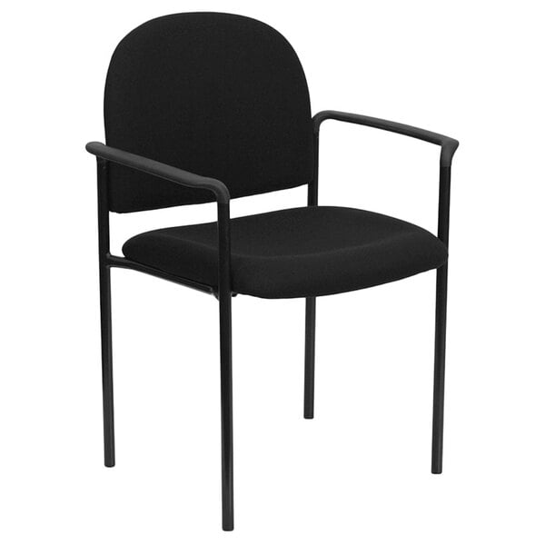 Flash Furniture BT-516-1-BK-GG Black Fabric Stackable Side Chair with Arms