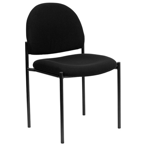 A Flash Furniture black fabric side chair with black seat.
