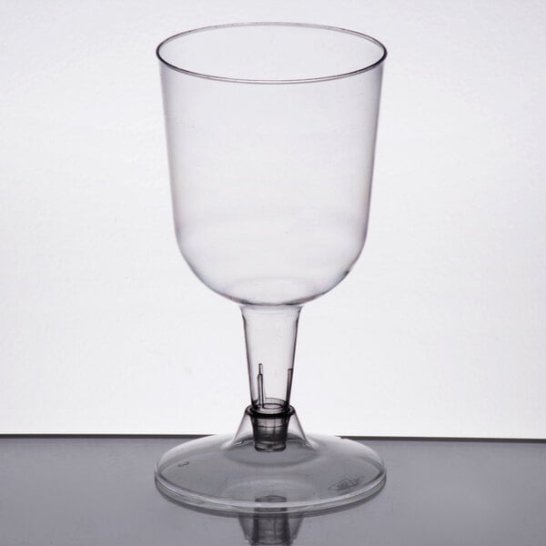 Visions 5 oz. Heavy Weight Clear 2-Piece Plastic Wine Goblet - 360/Case