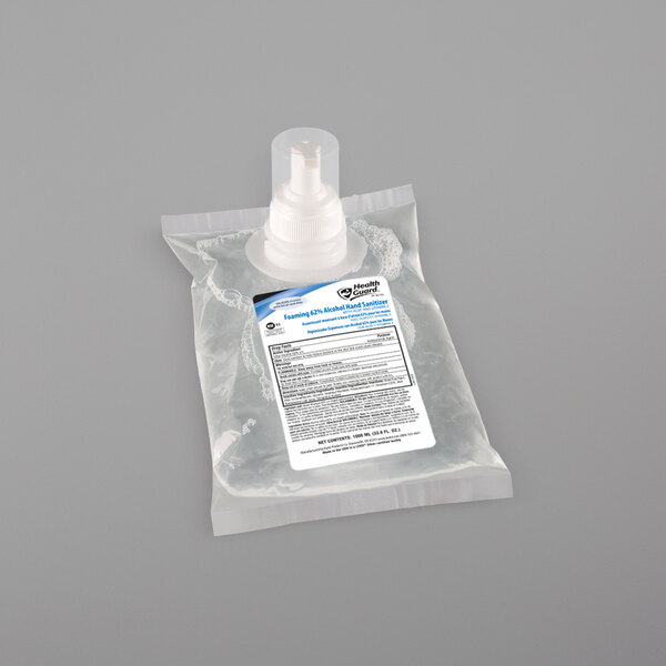 A clear plastic bag with a white label containing Kutol Health Guard hand sanitizer.