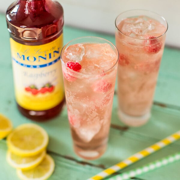 Monin 750 mL Sugar Free Raspberry Flavoring / Fruit Syrup
